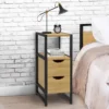 Lot de 2 tables de chevet bois et métal noir 2 tiroirs 1 niche style industriel