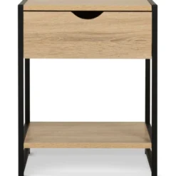 Lot de 2 tables de chevet bois et métal noir
