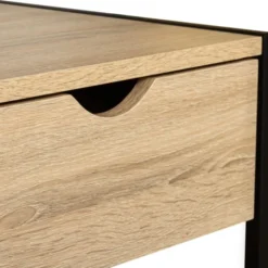 Lot de 2 tables de chevet bois et métal noir