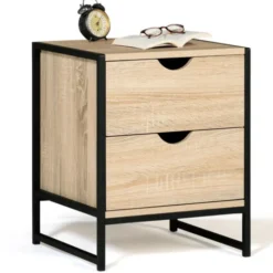 Lot de 2 tables de chevet industrielles 2 tiroirs