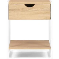 Lot de 2 tables de chevet métal blanc et bois