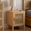 Lot de 2 tables de chevet 1 porte cannage et bois