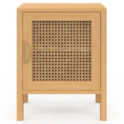 Lot de 2 tables de chevet 1 porte cannage et bois