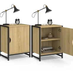 Lot de 2 tables de chevet 1 porte design industriel