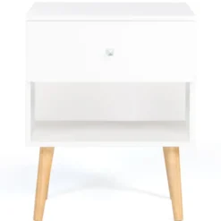 Lot de 2 tables de chevet scandinaves bois blanc 1 tiroir
