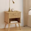 Lot de 2 tables de chevet tasseau bois coloris chêne avec 1 niche et 1 tiroir