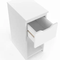 Lot de 2 tables de chevet étroites 1 tiroir avec niche blanc