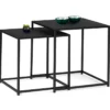 Lot de 2 tables gigognes métal noir carrées 40 cm et 45 cm