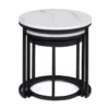 Lot de 3 tables gigognes rondes effet marbre et bois noir 35/40/45 cm