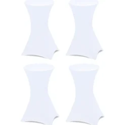 Lot de 4 tables hautes pliantes d’extérieur + housses blanches
