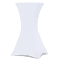 Lot de 4 tables hautes pliantes d’extérieur + housses blanches