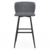 Lot de 4 tabourets de bar assise en tissu gris foncé et pieds en métal noir