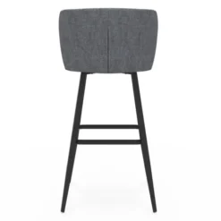 Lot de 4 tabourets de bar assise en tissu gris foncé et pieds en métal noir