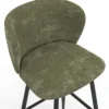 Lot de 4 tabourets de bar assise en chenille vert kaki et pieds en métal noir