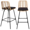 Lot de 2 tabourets de bar effet rotin pied métal noir
