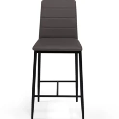 Lot de 4 tabourets de bar en PVC gris rembourrés