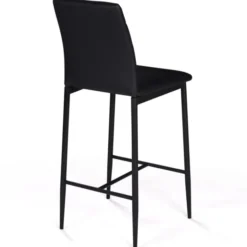 Lot de 4 tabourets de bar en PVC noir rembourrés