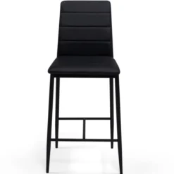 Lot de 4 tabourets de bar en PVC noir rembourrés