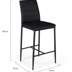 Lot de 4 tabourets de bar en PVC noir rembourrés