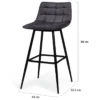 Lot de 2 tabourets de bar en velours gris foncé
