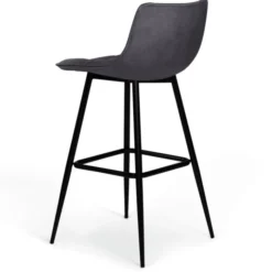 Lot de 2 tabourets de bar en velours gris foncé