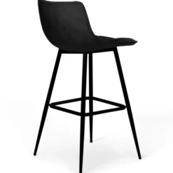 Lot de 2 tabourets de bar en velours noir