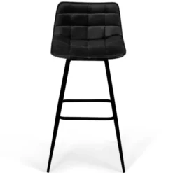 Lot de 2 tabourets de bar en velours noir