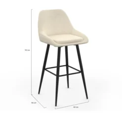 Lot de 2 tabourets de bar en velours beige avec demi-accoudoirs