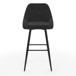 Lot de 4 tabourets de bar en velours noir rembourrés