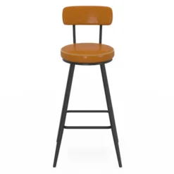 Lot de 4 tabourets de bar marron et pieds métal
