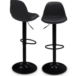 Lot de 2 tabourets de bar noir réglables