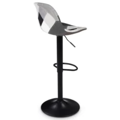Lot de 2 tabourets de bar noirs réglables patchworks noirs, gris et blancs