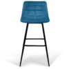 Lot de 4 tabourets en velours bleu canard matelassé