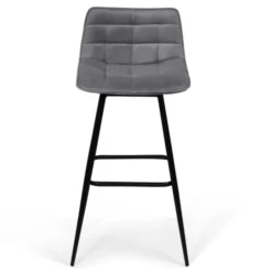 Lot de 4 tabourets gris clair en velours matelassé