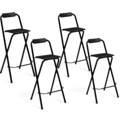 Lot de 4 tabourets hauts pliants noirs