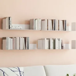 Lot de 4 étagères blanches 60x15 cm pour livres