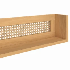 Lot de 3 étagères murales bois et cannage 60/45/30 cm