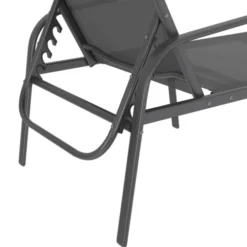 Lot de 2 transats inclinables pour jardin en acier gris et toile grise