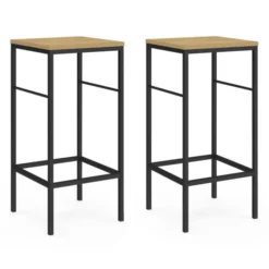 Lot 2 tabourets de bar style industriel bois et métal