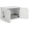 Maison de toilette pour chat - cache-litière avec doubles portes blanc