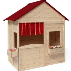 Maisonnette pour enfants en bois pour l’extérieur avec jardinières