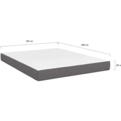Matelas 160x200 cm à mémoire de forme épaisseur 20 cm blanc et gris
