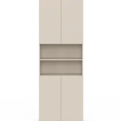 Meuble armoire colonne salle de bain 4 portes 2 niches bois beige