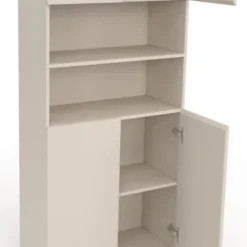 Meuble armoire colonne salle de bain 4 portes 2 niches bois beige