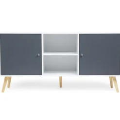 Meuble buffet scandinave blanc et gris 2 portes