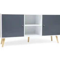 Meuble buffet scandinave blanc et gris 2 portes