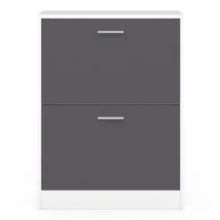 Meuble à chaussures blanc et gris 2 portes