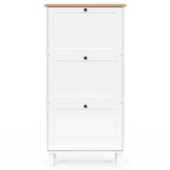 Meuble à chaussures 18 paires blanc et bois 3 portes