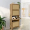 Meuble à chaussures 24 paires vintage 4 portes effet naturel cannage