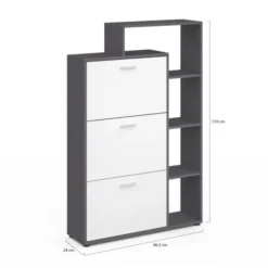 Meuble à chaussures 3 portes avec étagère